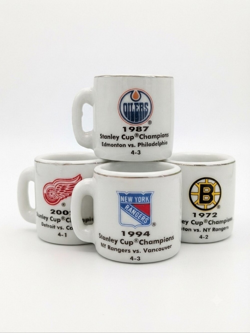 4 Vintage NHL "Cup Crazy" Mini Ceramic Mugs – Stanley Cup Champions Lot